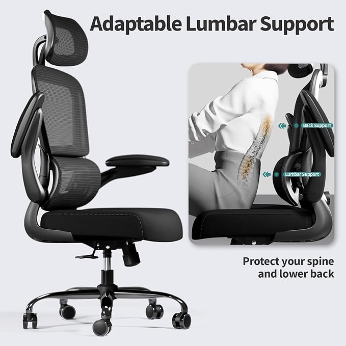 TRALT Office Chair Ergonomic Desk Chair, 330 LBS Home Mesh Office Desk Chairs with Wheels, Comfortable Gaming Chairs Black, Pack of 3