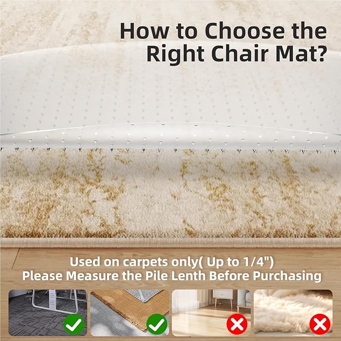 Office Chair Mat for Carpet: 36" x 36" Computer Desk Floor Mat - PVC Plastic Rug Carpet Protector Mats for Gaming Chair Under Desk Pad for Rolling Chair