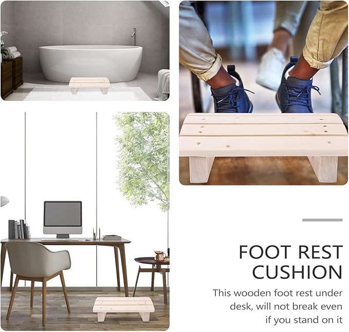 Wooden Foot Stool Under Desk Footrest - Slanted Office Foot Rest for Home and Work, Ergonomic Design to Relieve Tendon Pain, Portable and Compact Size for Travel and Daily Use