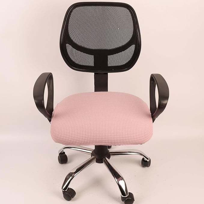 Melaluxe Stretch Jacquard Office Chair Cover, Removable Washable Desk Chair Cover Rotating Chair Seat Slipcover, Pink