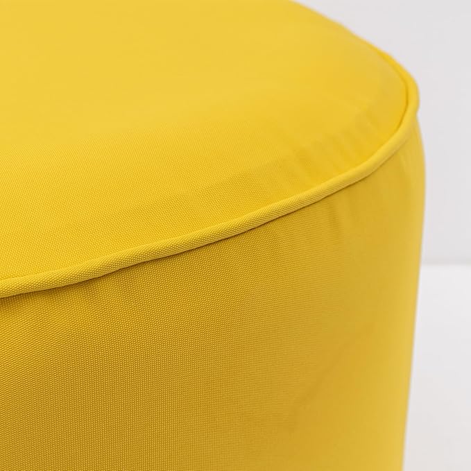 QILLOWAY Inflatable Outdoor Ottoman for Patio, Waterproof Round Pouf, Inflatable Foot Rest, Outdoor Footstool for Poolside, Garden，Camping,Yellow
