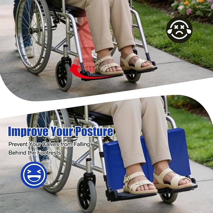 JZHLLA Wheelchair Leg Rest Pad High-Density Foam Leg Support with Adjustable Straps and PU Cover Lower Leg Stabilizer to Relieve Legs Pressure for Elderly Disabled Patients