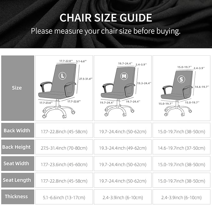 Water Resistant Stretch Computer Office Chair Cover with Armrest Covers Durable Zipper Universal Washable Removable Spandex Rotating Boss Chair Slipcovers Anti-dust Soft Desk Chair Seat Protector