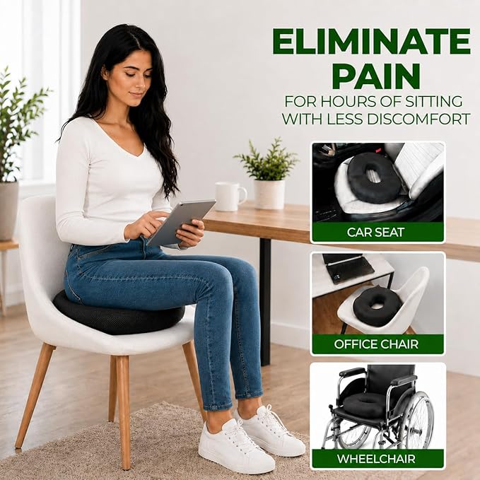 AnboCare Donut Gel Sitting Pillow - Orthopedic Memory Foam for Tailbone Pain, Hemorrhoid, Bed Sores, Postpartum, Prostate, Coccyx & Sciatica Pain