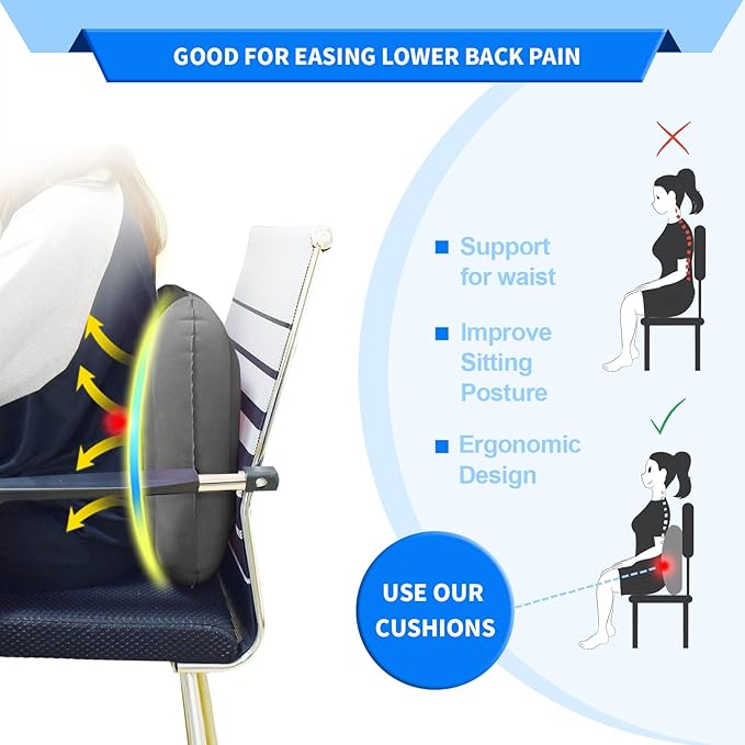 Inflatable Donut Seat Cushion for Tailbone Pain Relief – Coccyx Pillow for Office Chair, Car, Wheelchair & Post Surgery Comfort – Ergonomic Orthopedic Support Pillow for Home & Travel