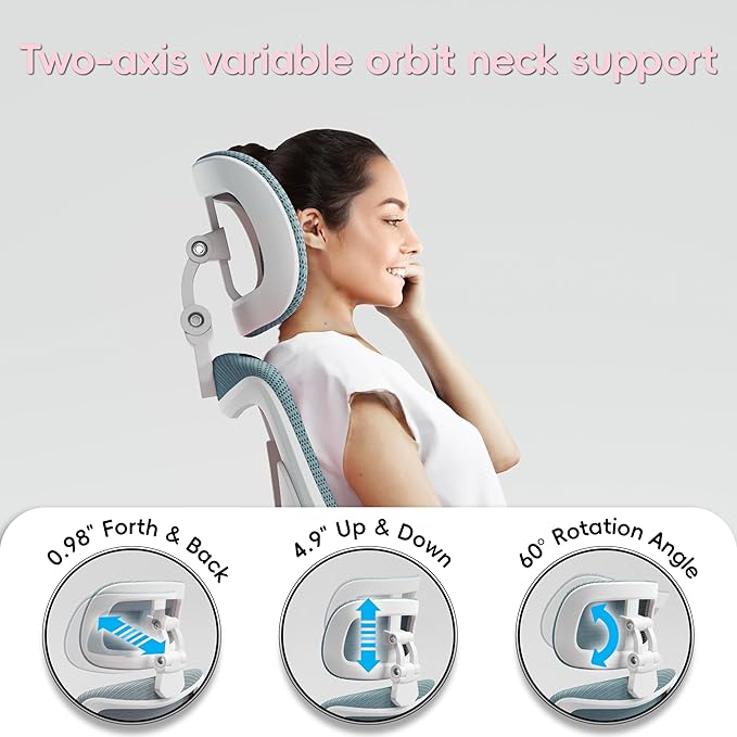 Ergalithic Office Home Ergonomic Desk Chair-Computer X-Shaped Chair Mesh PU Leather with Adjustable Lumbar Support-Executive Chair High Back with Headrest Flip-Up Arms for Long Hours (Sky Blue)