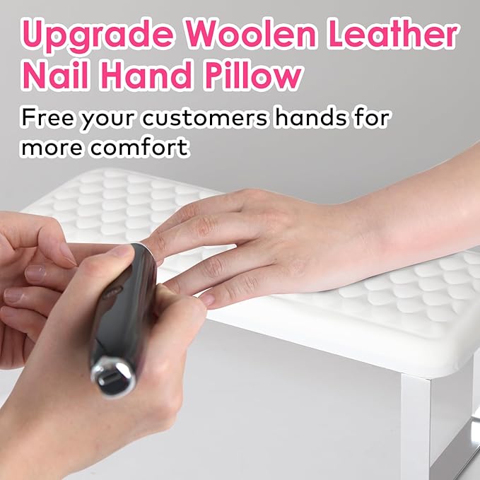 Arm Rest for Nails Tech, BORNBYME Update PU Leather Fish Pattern Hand Nail Foot Stand Rest for Manicure & Pedicure,White