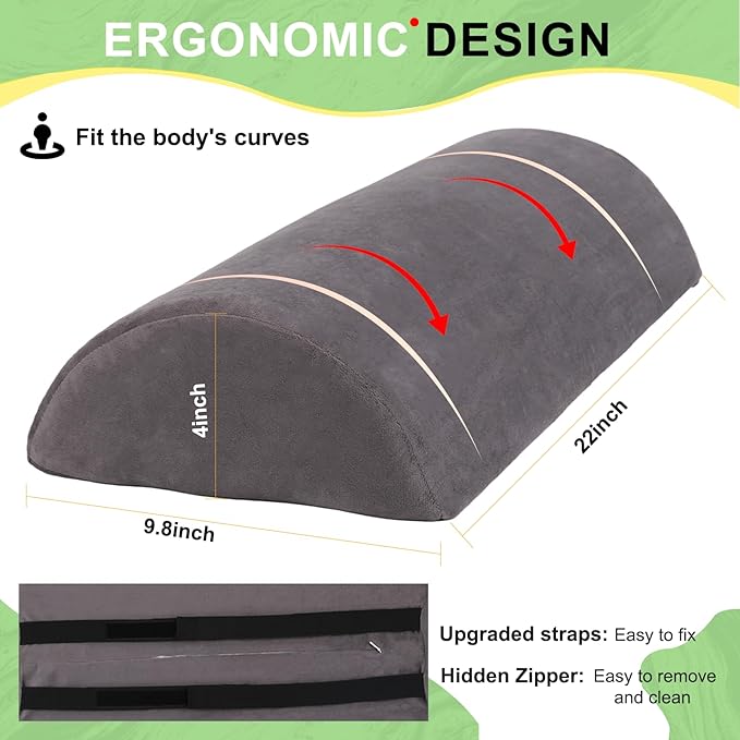 Recliner Foot Pillow High Resilience Foam - Leg Pillow for Sleeping Soft and Supportive Half Moon Bolster Pillow Recliner Pillows for Headrest Back Lumbar Support and reducing heel pressure (Grey)