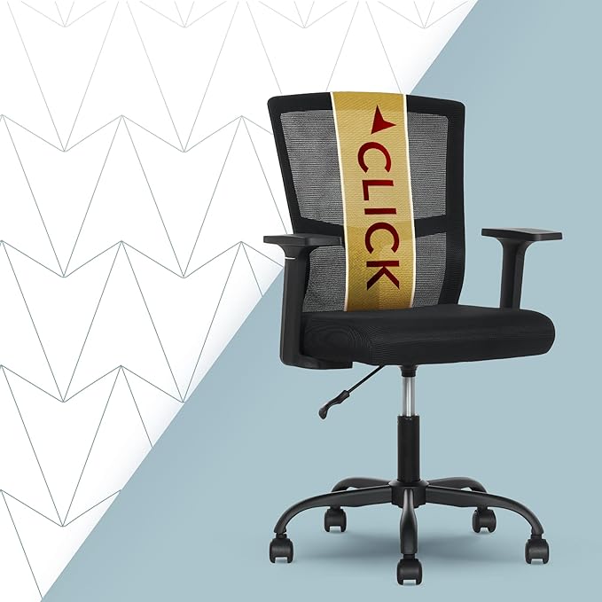 AeroCore M120 Ergonomic Mesh Office Chair, Breathable DeskChair with Lumbar Support, Cushioned Seat, Adjustable Height, Fixed Arms & Swivel, 275lbs Capacity, Black