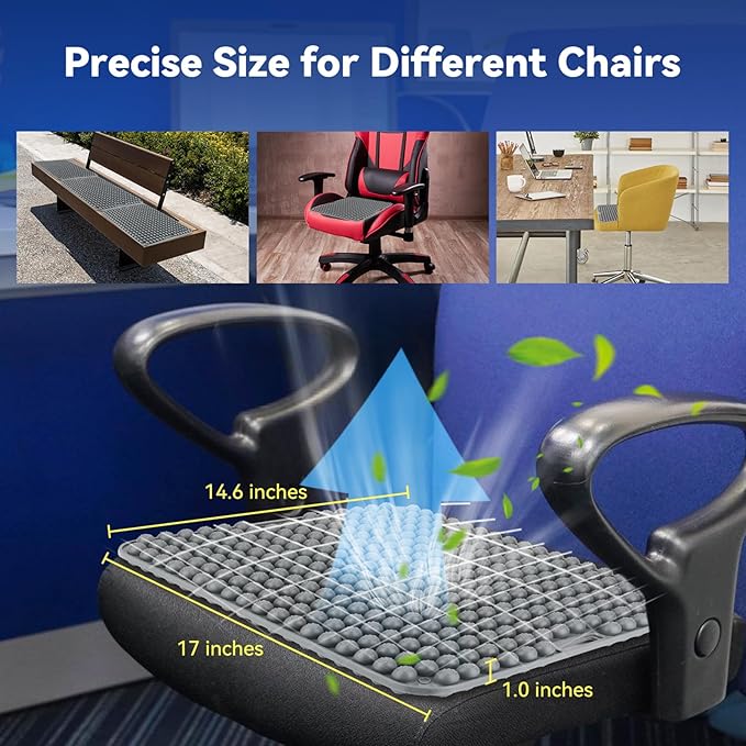 Seat Cushion for Long Sitting Hours on Office & Home Chair, with 3D Non-Slip for Office Chair Cushions, Car Seats, Airplane Seat, Wheelchair, Desk Chair,Cushion Lab, Long Trips (Grey)