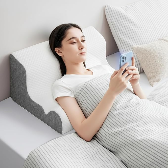 ZerOra Reading Pillow for Sitting Up in Bed Rest, Lumbar Neck Support Pillow with Back Support, Home Bedroom Sofa Dorm Essentials for Sleeping Reading Gaming Foot Rest Floor Chair Cushion-White