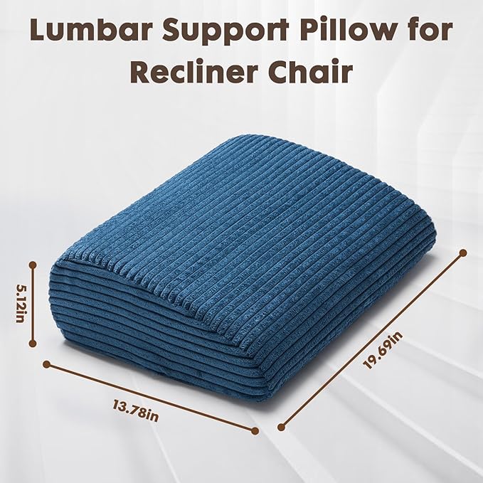 Large Lumbar Cushion Lumbar Support Pillow, Ergonomic Lumbar Pillow with Machine Washable, Help Relieve Pain of Back, Lumbar, Tailbone and Sciatic Nerve Support. (Navy)