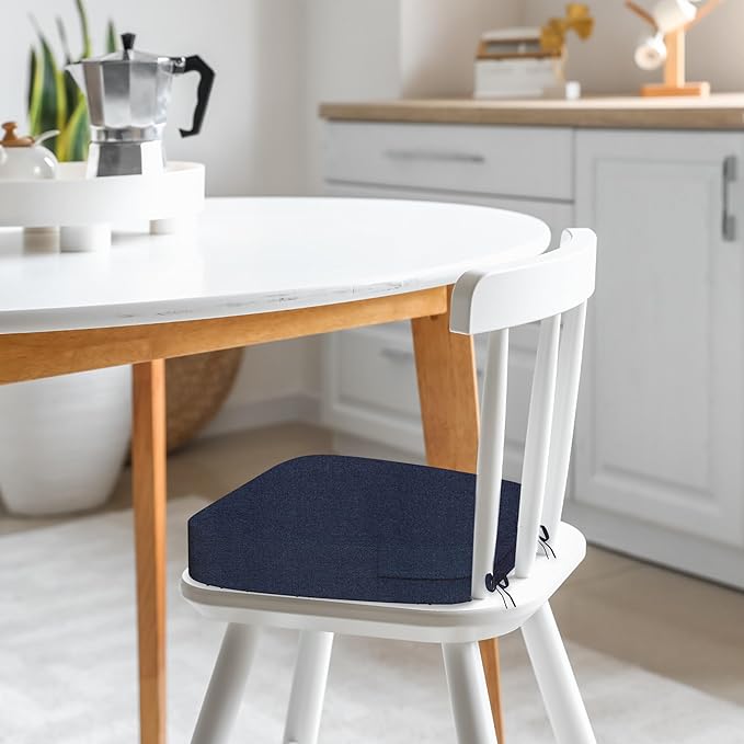 17'' x 16'' x 2.5"Thick Chair Cushions for Dining Chairs, 4 Pack WaterProof Easy Clean Kitchen Chair Pads with Ties and Non-Slip Backing - 30D High Elastic Foam Soft Kitchen Chair Cushions