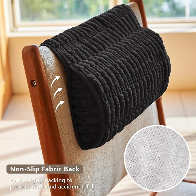 Headrest and Support Pillow,Recliner Pillow for Neck, Head, or Foot for Office or Massage Chairs, Neck Pain Relief and Cervical Support. Nonslip, Removable Cover (Black, 5.5" Wx13 Lx3 H)