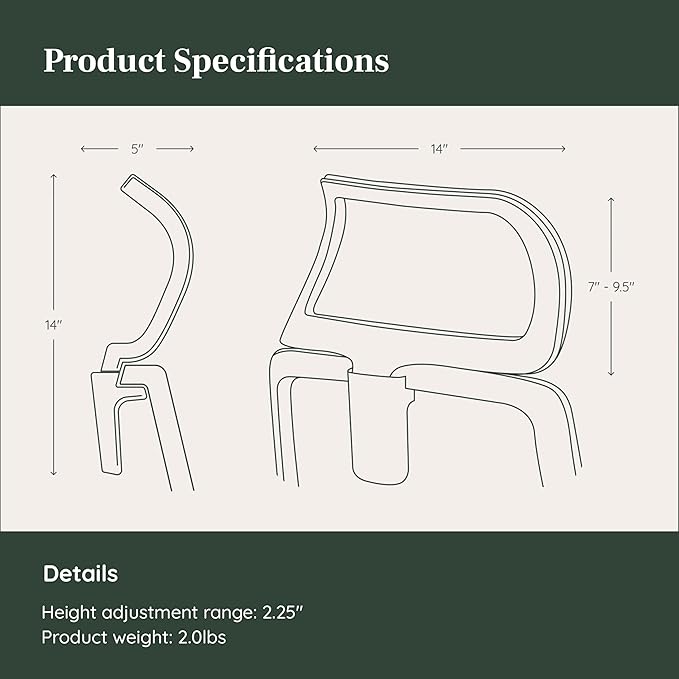 Branch Adjustable Ergonomic Headrest Attachment - Only Compatible Ergonomic Chair - Experience Optimal Comfort and Support - Poppy