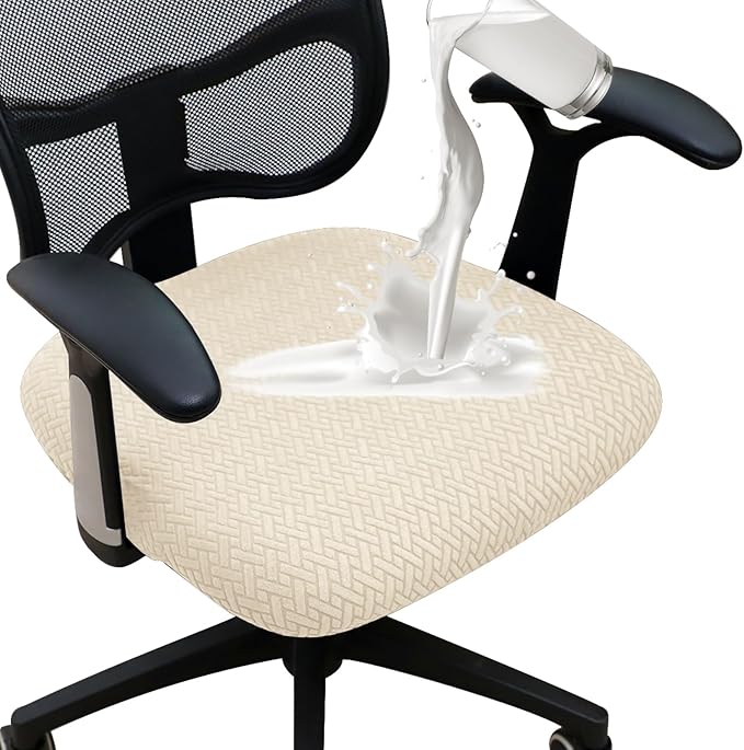 FORCHEER Waterproof Office Chair Seat Cover 20x20 1 Piece Strechable Jacquard Mesh Office Chair Seat Slipcover for Desk Chair Washable Replacement