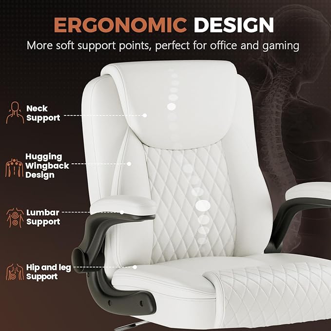 COMHOMA Leather Office Chair Ergonomic Computer Gaming Chair with Comfy Back Support, Executive Mid-Back,Small Gmaing Chair with Adjustable Armrests, for Short People Use, Rolling Swivel for Adults