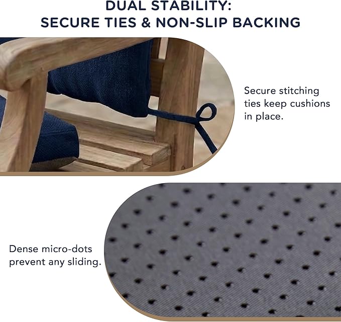 Codi Rocking Chair Cushions Indoor, Water Resistant Glider Rocker Replacement Cushion Set for Patio Porch Garden - Fits Most Standard Rockers, Navy 1PK