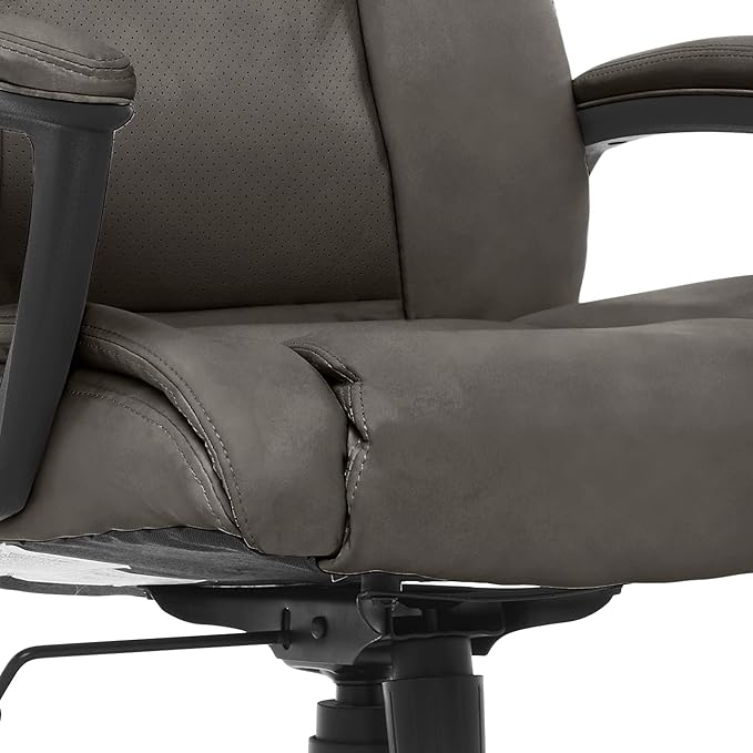 Serta Connor Executive Office Chair, Ergonomic Computer Chair with Layered Body Pillows, Contoured Lumbar, Adjustable Seat Height, Bonded Leather, Gray