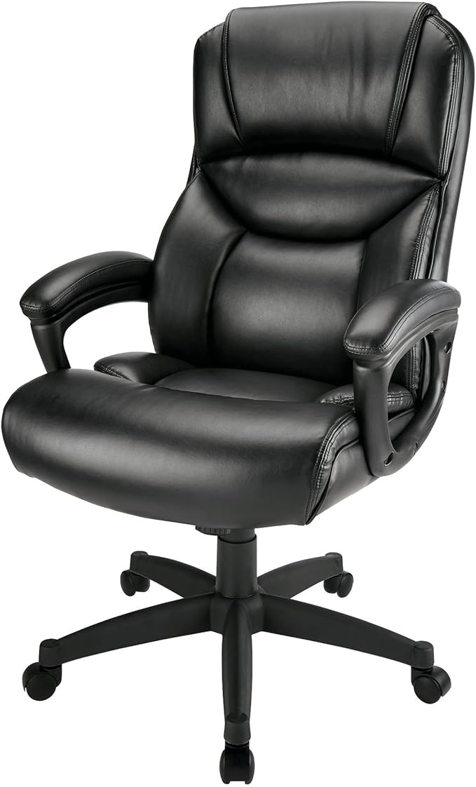 Realspace® Fennington Bonded Leather High-Back Chair, Black