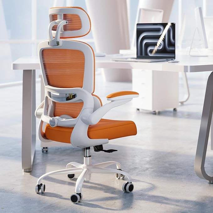 TRALT Office Chair Ergonomic Desk Chair, 330 LBS Home Mesh Office Desk Chairs with Wheels, Comfortable Gaming Chairs (Burnt Orange)