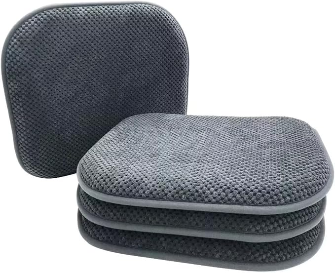 Grey Foam Seat Cushions Kitchen Chairs Pads for Dining Chairs Non Slip Patio Seat Cushions Set of 4 Washable U Shaped Soft Thick Large Metal Wooden Chair Cushions,17" x 15"