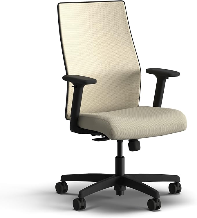 HON Ignition 2.0 Mid Back Task Chair, Spectrum Mesh, Standard Synchro-Tilt Control, Office Chair with Lumbar Support, Height and Width Adjustable Arms, Black Frame, Linen