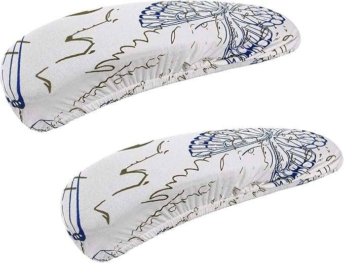 Smiry Stretch Printed Office Chair Armrest Covers, 2 Pcs Soft Fit Removable Washable Computer Desk Chair Arm Covers Protector, White