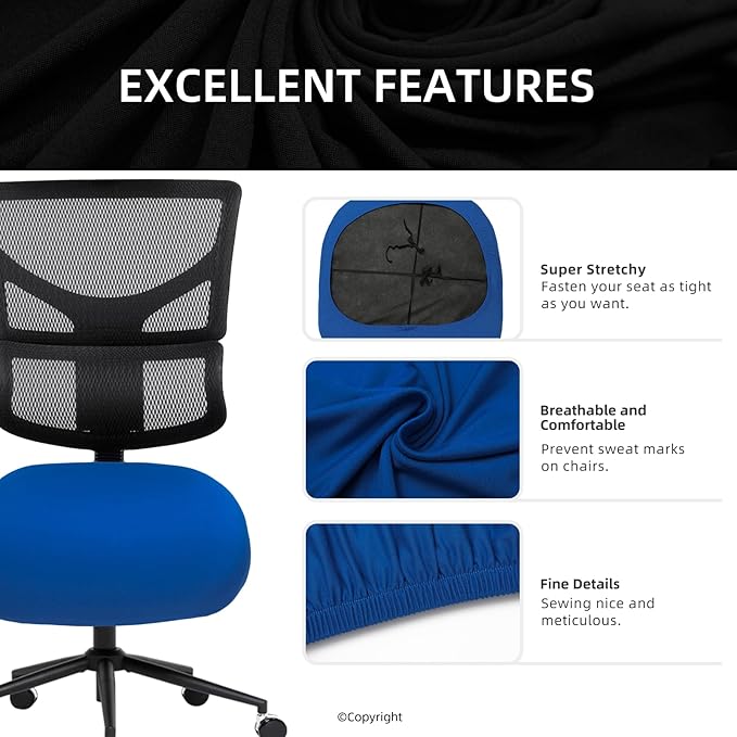 DIVA EN CAMINO DEC Stretchable Desk Office Chair Seat Cushion Covers - Universal Spandex Computer Chair Slipcover - Anti-Scratch Dogs, Cats, Pets Removable Washable Cushion Protectors (Royal Blue)
