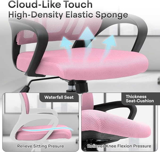 Ergonomic Office Chair 2P - 330Lbs, Breathable Mesh Computer Desk Chair with Lumbar Support & Armrest, Rolling Swivel Adjustable Tilt Lock for Home Office/Gaming, Bedroom Study