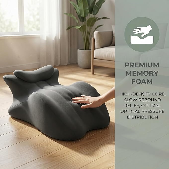 27°Ergonomic Contour Pillow-Memory Foam Back Support for Reading,Bed Rest&Post Surgery Recovery,Lumbar & Neck Pain Relief Cushion