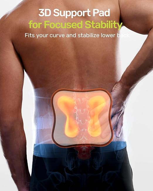 Rakiie Back Brace for Lower Back Pain Relief for Women Men, Elastic Back Support Belt with 8 Stays for Lfting at Work, Breathable Soft Lumbar Support with Removable 3D Compression Pad, Green Size XXL