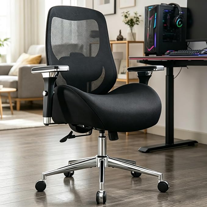 Breathable Mesh Office Chair, Ergonomic Desk with Lumbar Support, Adjustable Armrests, 360掳 Swivel Rolling Computer for Home, Cool Comfort All Day