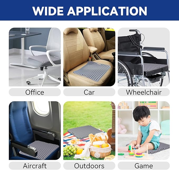 Seat Cushion for Long Sitting Hours on Office & Home Chair, with 3D Non-Slip for Office Chair Cushions, Car Seats, Airplane Seat, Wheelchair, Desk Chair,Cushion Lab, Long Trips (Grey)