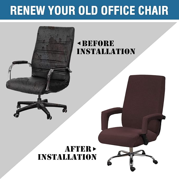 H.VERSAILTEX Office Chair Cover- Large Removable Computer Cover for with Zipper Universal Rotating Desk High Back Seat Washable Protector Pets,Brown