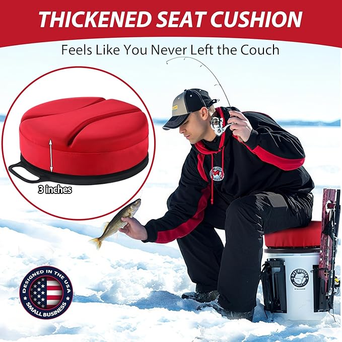 5 Gallon Bucket Seat with 3" Thick Seat Foam Cushion, 360°Swivel Bucket Lid Seat, Waterproof & Silent Bucket Seats for Dove Duck Hunting, Ice Fishing, Baseball, Camping