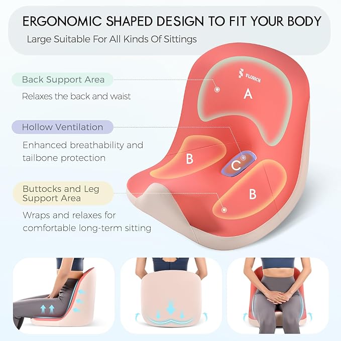 Car Seat Cushion and Lumbar Support Pillow, Larger Memory Foam Seat Cushion, Ergonomic L-Shaped Design Cushion for Back Pain Relief, Non-Slip Driving Cushion for Car, Office, Truck, Gifts for Mom-Pink