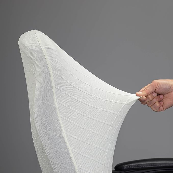 Melaluxe Stretch Jacquard Office Chair Cover, Removable Washable Desk Chair Cover Rotating Chair Seat Slipcover, Creamy-White