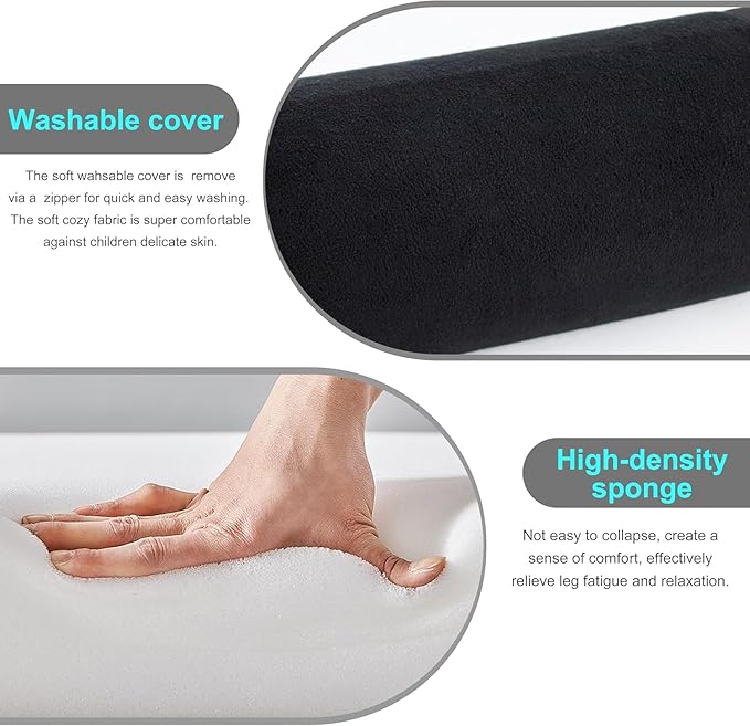 Car Seat Footrest for Children, Strap-On Car Seat Leg Support Pad, Footrest for Children Ideal for Long Road Trips, Car Seat Footrest for Children—(Black)