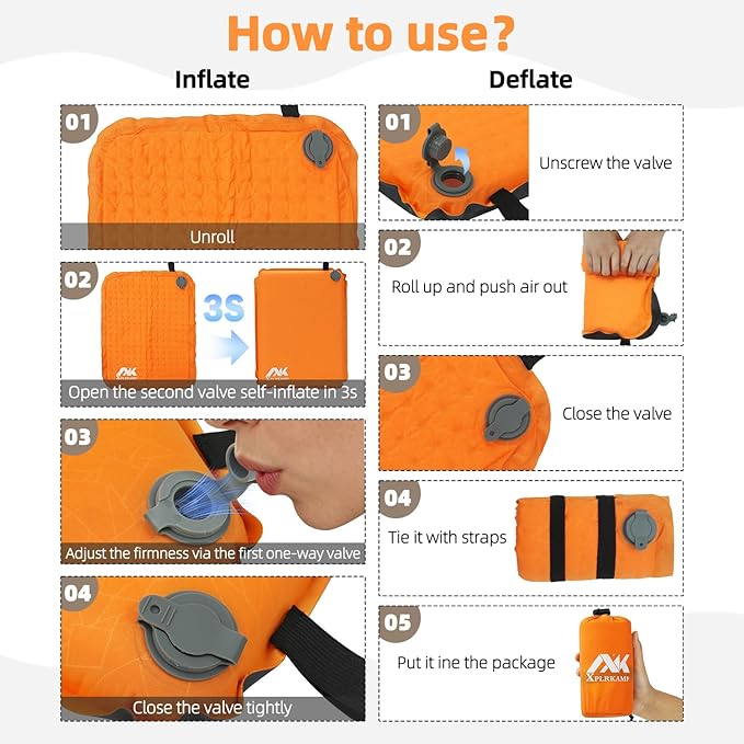 Inflatable Seat Cushion,Self-Inflating Portable Travel Airplane Stadium Seat Cushion for Airplane Long Flight,2pack Compact Lightweight Memory Foam Travel SeatCushion Pad for Bleacher Camping Outdoor