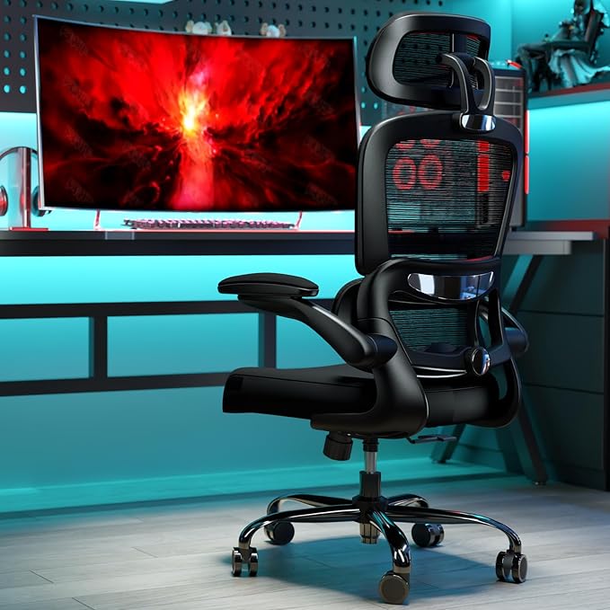TRALT Office Chair Ergonomic Desk Chair, 330 LBS Home Mesh Office Desk Chairs with Wheels, Comfortable Gaming Chairs Black, Pack of 6