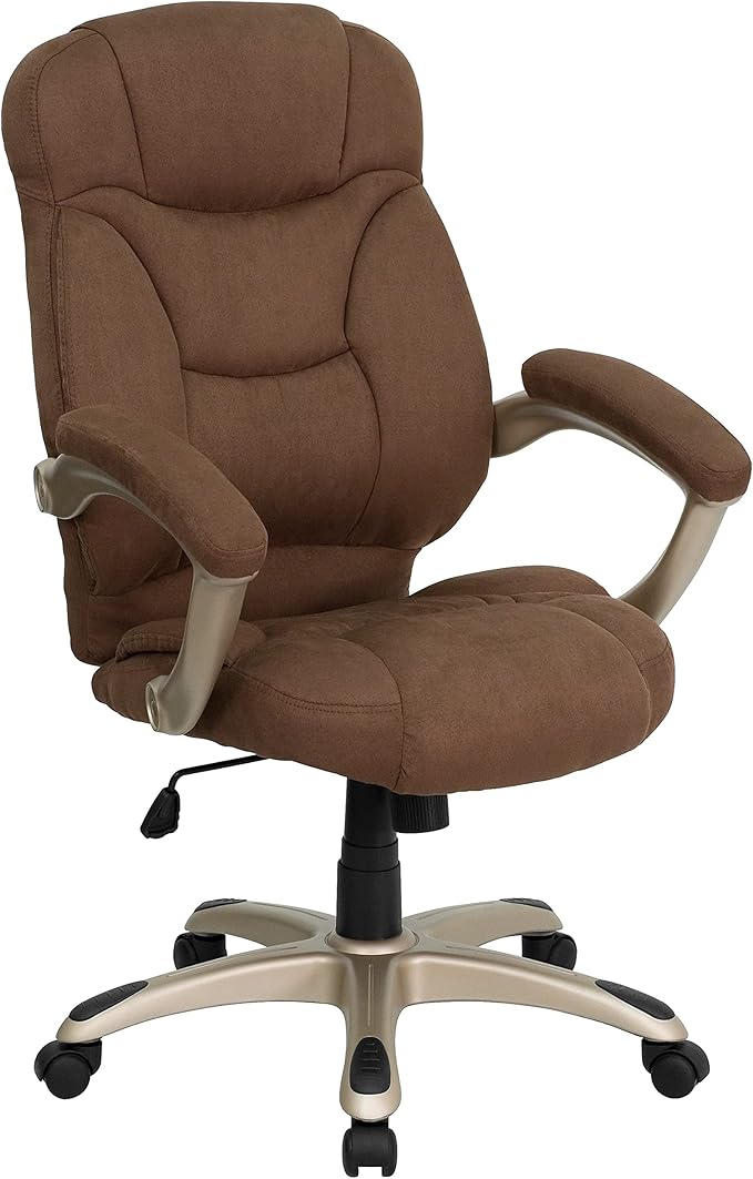 Flash Furniture Jessie High Back Brown Microfiber Contemporary Executive Swivel Ergonomic Office Chair with Arms