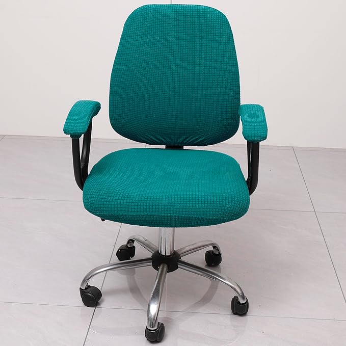 Melaluxe Office Chair Cover with Armrest Covers， Universal Stretch Desk Chair Cover, Computer Chair Slipcovers - Teal Blue