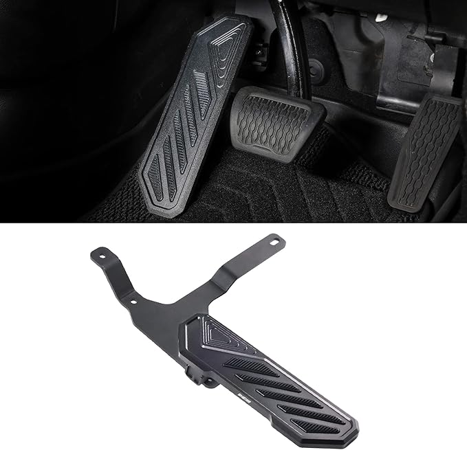 Dead Pedal Foot Rest Pad - Left Side Kick Panel Anti-Slip Thickened Compatible with 2018-2026 Jeep Wrangler JL JLU 4XE & Gladiator JT Adjustable No Drilling Black