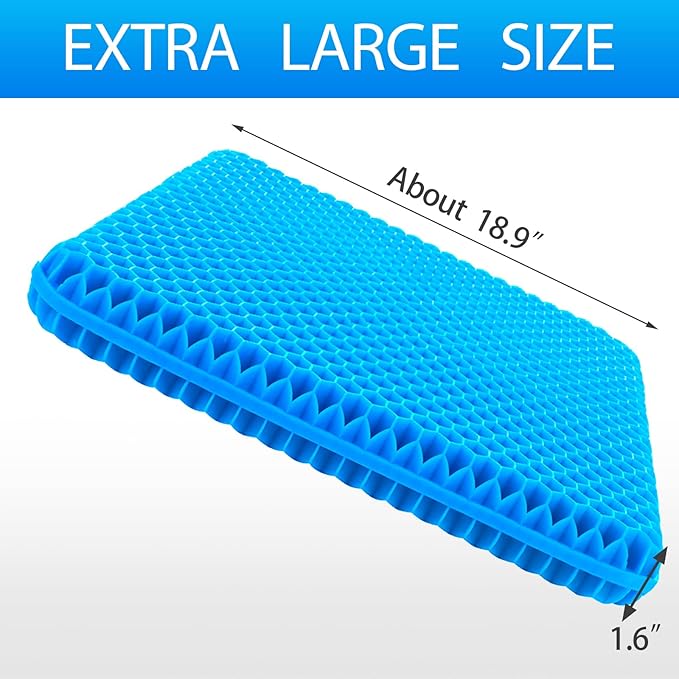 Hvllyan Gel Seat Cushion for Long Sitting (Thick & Extra Large), Gel Cushion for Wheelchair Soft, Chair Cushion, Car Seat Cushion Breathable, for Office Chair for Hip Pain