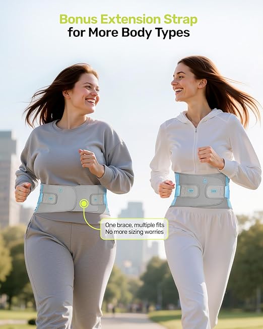 Rakiie Back Brace for Women, 9X Support System with Upgraded 3D Silicone Pad, Ergonomic Adjustable Lumbar Support for Pain Relief, Sciatica Blue Size S (Waist: 28.7" – 35.8")
