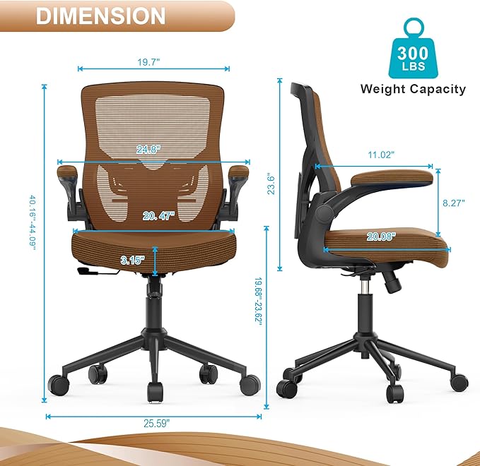 CYKOV Office Chair, High Back Desk Chair Adjustable Height and Ergonomic Design Home Office Computer Chair Executive Lumbar Support Padded Flip-up Armrest Swivel Task Chair