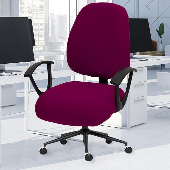 DIVA EN CAMINO DEC Stretchable Desk Office Chair Seat Covers - Universal Stretch Computer Chair Slipcover - Washable Rotating Backrest Coverings & Cushion Protectors for Dogs, Cats, Pets、