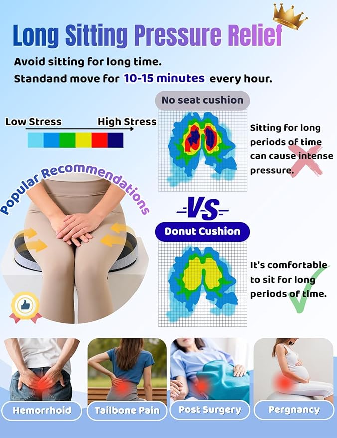 Donut Pillow for Tailbone Pain,Memory Foam Hemorrhoids Pillow for Sciatica Pain,Relief Ergonomic Donut Seat Cushion for Office Chair,Car,Wheelchair,Pregnancy,Coccyx and Washable Cover Pink