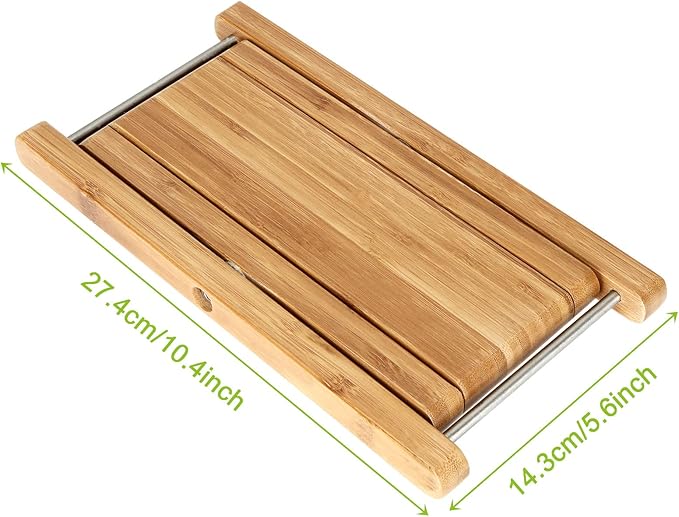 QTLCOHD 4 Gear Bamboo Guitar Foot Stool, 9.25 Inch Adjustable Non-Slip Foot Rest for Classical Acoustic Guitar Player